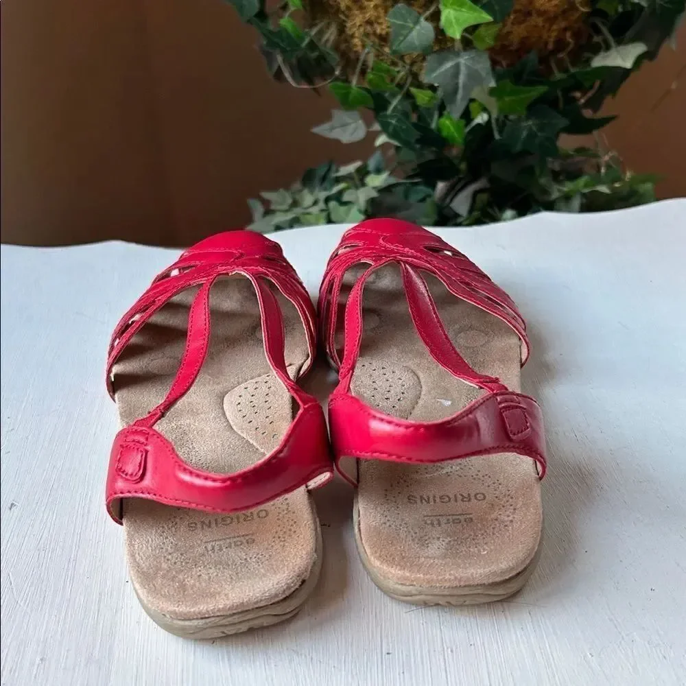 Earth origins Red Berri Mary Jane Woven Slingback Women's Sandals Size 6M